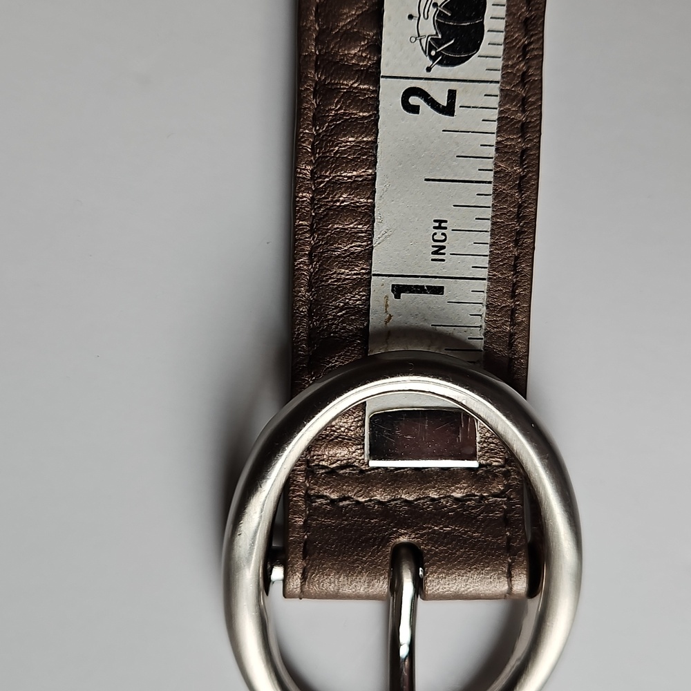 Cole Haan M Pebble Bronze Leather Belt Oval Silvertone Hardware  Grunge Indie - Picture 5 of 10
